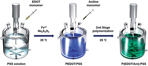 schematic synthesis of poly(EDOT/Ani):PSS
